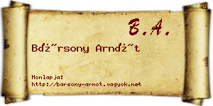 Bársony Arnót névjegykártya